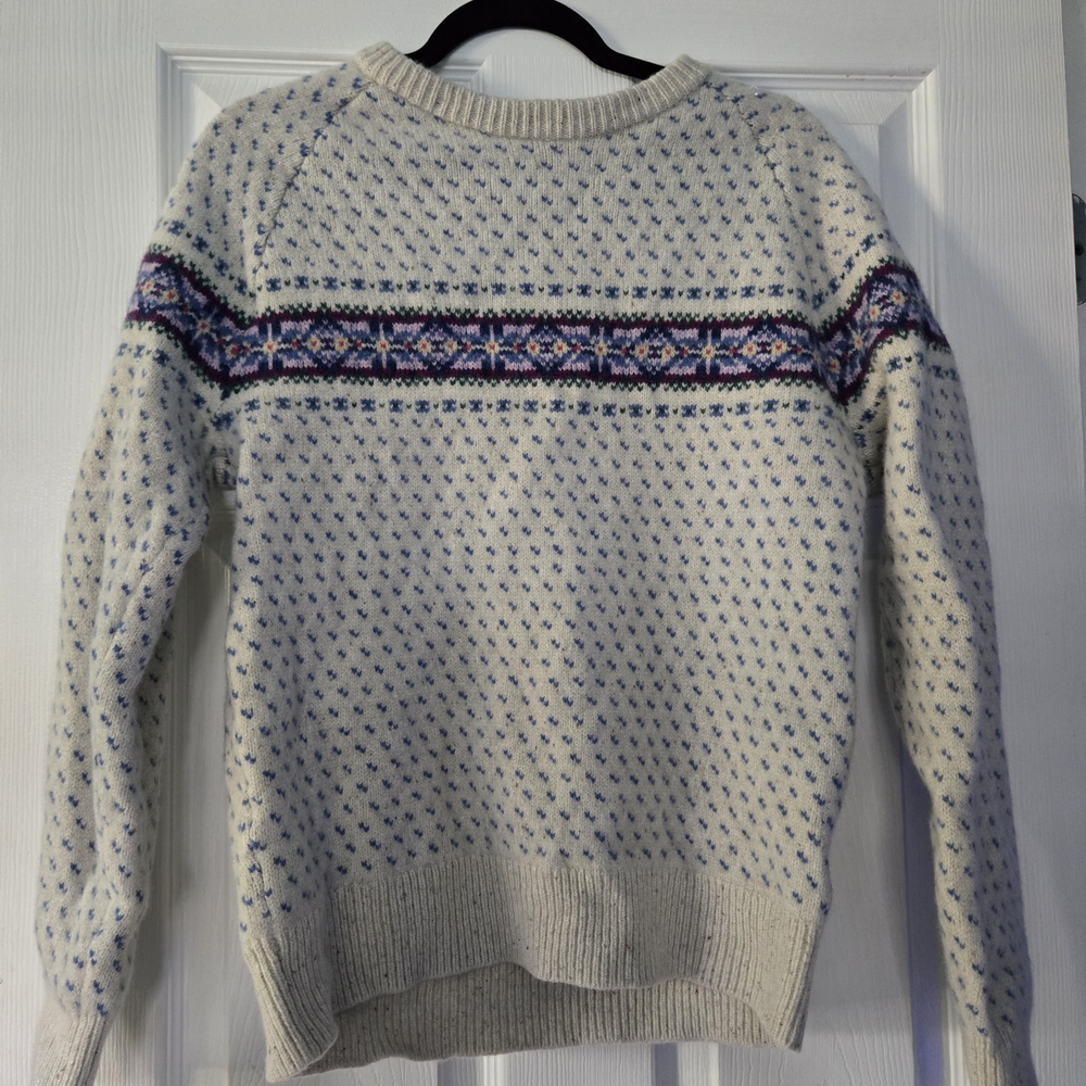 J. Crew Cream and Blue Striped Sweater